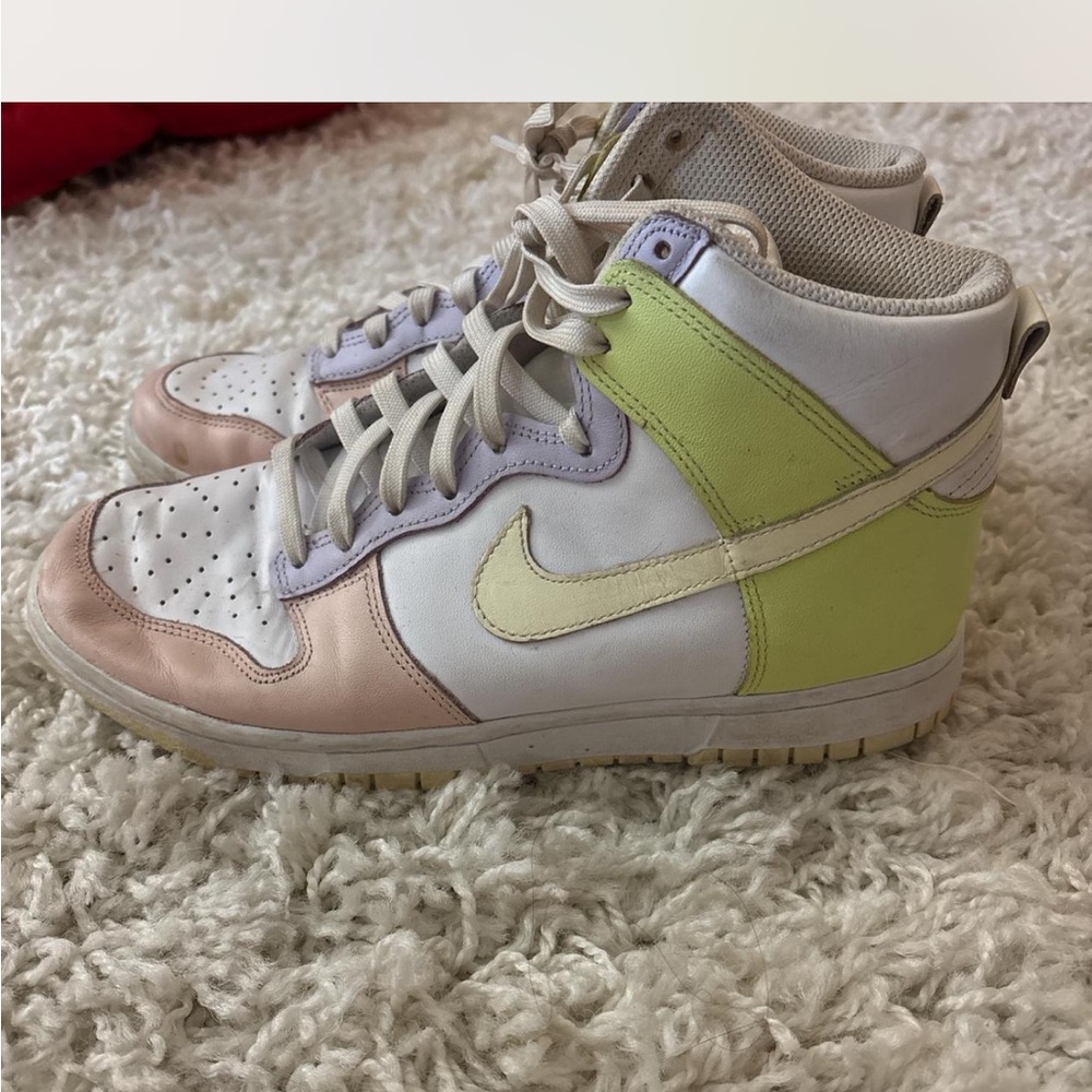 Nike High-Top Sneakers in Pink, Green, and White